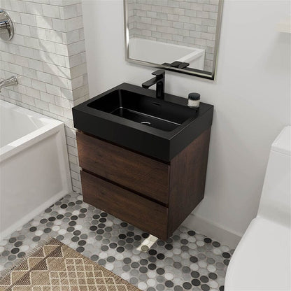 24 Inch Bathroom Vanity with Sink Wall Mounted Floating One-Piece Sink Cabinet