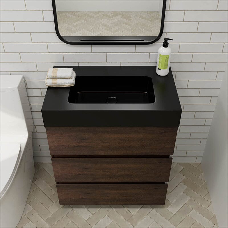 30 Inch Bathroom Vanity with Sink Floor Mounted One-Piece Sink Cabinet