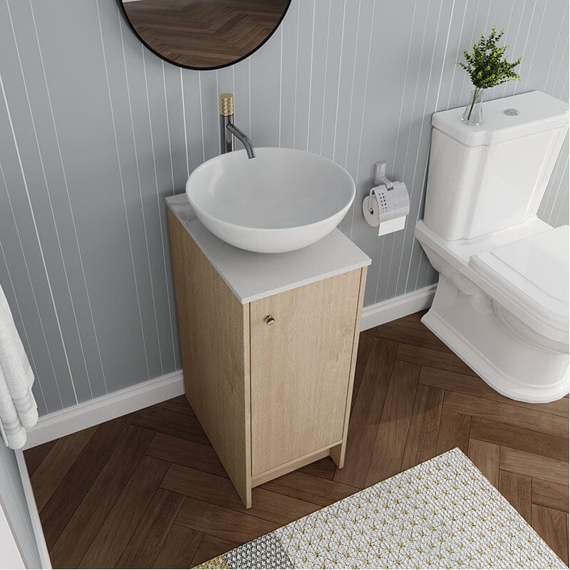 16&quot; Freestanding Bathroom Vanity with Round Sink with Soft Close Doors and Shelves