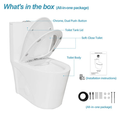 Giving Tree One Piece 1.1GPF/1.6 GPF Dual Flush Elongated Toilet