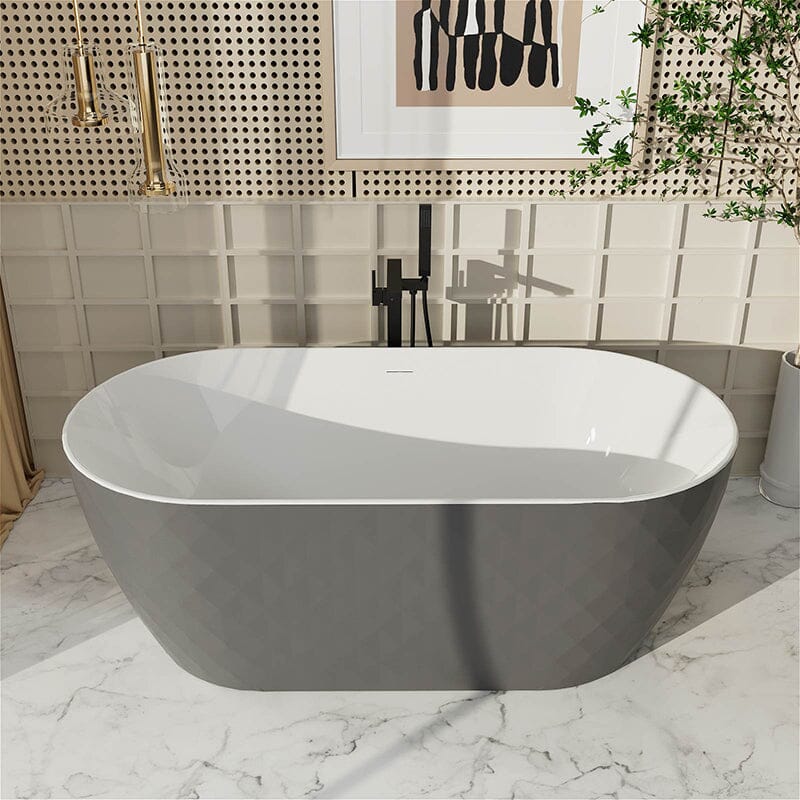 Mokleba 59&quot; Unique Design Oval Acrylic Bathtub Freestanding Soaking Tub