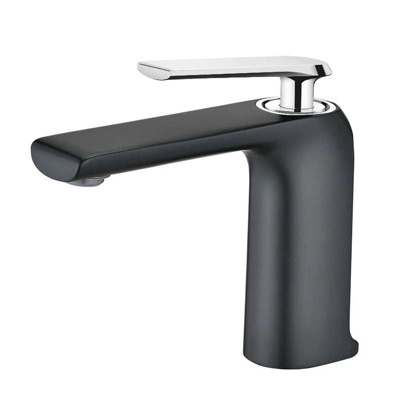 Modern Single Hole Single Handle Brass Bathroom Sink Faucet in Matte Black