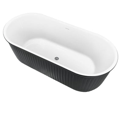 Mokleba 67&quot; Oval Acrylic Fluted Bathtub Double Ended Freestanding Soaking Tub