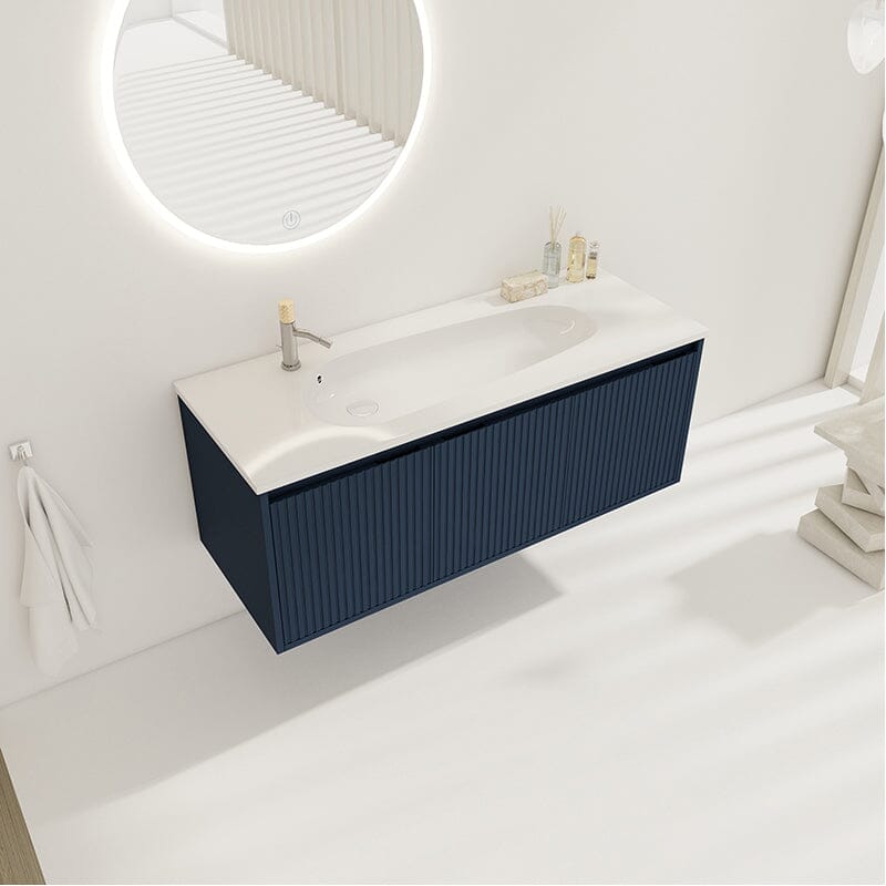 48&quot; Modern Design Floating Bathroom Vanity with Drop-Shaped Resin Sink