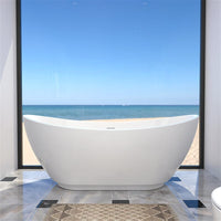 67" Acrylic Slipper Flatbottom Freestanding Soaking Bathtub