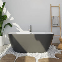 Mokleba 59'' Acrylic Freestanding Flatbottom Bathtub Seamless Soaking Stand Alone Tub