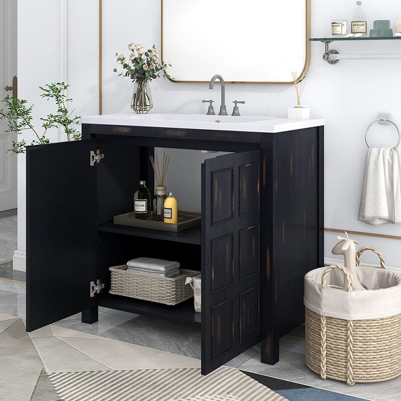 36-Inch Classical Freestanding Bathroom Vanity with Sink and Adjustable Shelf