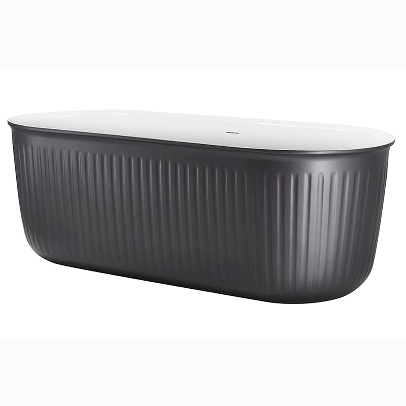 Mokleba 67&quot; Oval Acrylic Fluted Bathtub Double Ended Freestanding Soaking Tub