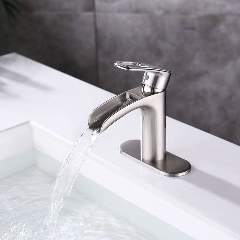 Waterfall Single Hole Single-Handle Bathroom Sink Faucet with Pop-up Drain Assembly