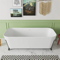 67" Clawfoot Tub Solid Surface Stone Resin Freestanding Soaking Bathtub