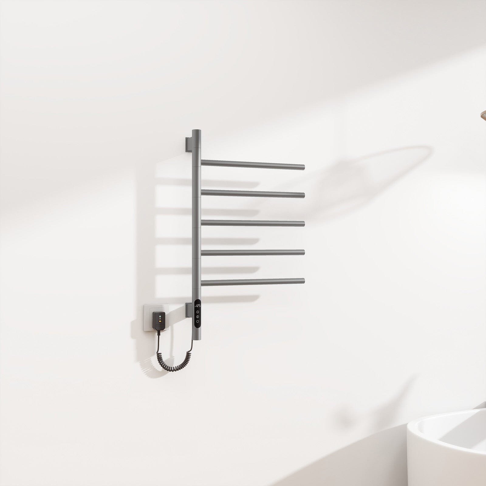 Heated Towel Racks for Bathroom, 180° Rotating Wall Mounted Towel Warmer with Built-in Timer