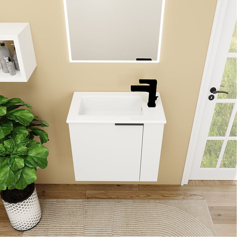 22 Inch Small Bathroom Vanity Cabinet with Sink Float Mounting Design, Soft Close Door