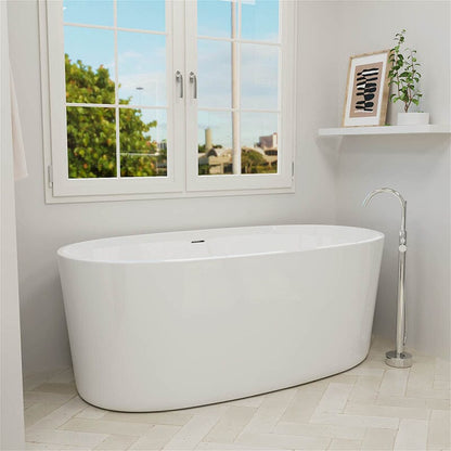 Mokleba 67&quot; Acrylic Modern Bathtub Oval Shape Freestanding Soaking Tub