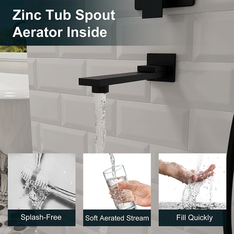 12&quot; Square Shower Set with Hand Shower &amp; Tub Spout Shower Combo Set