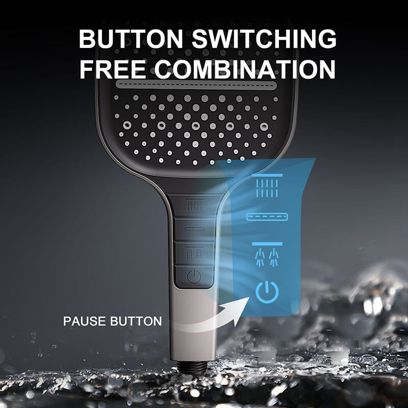 Push-button Hand Shower With 7 Modes, with Multi-angle Adjustable Shower Holder