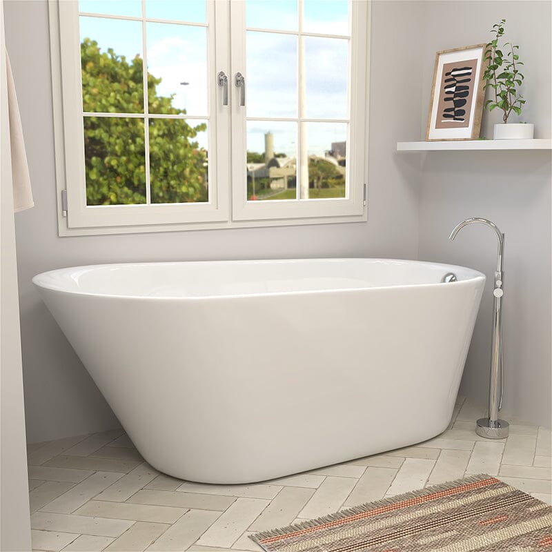 Mokleba 65&quot; Acrylic Slipper Flatbottom Freestanding Soaking Bathtub in Glossy White