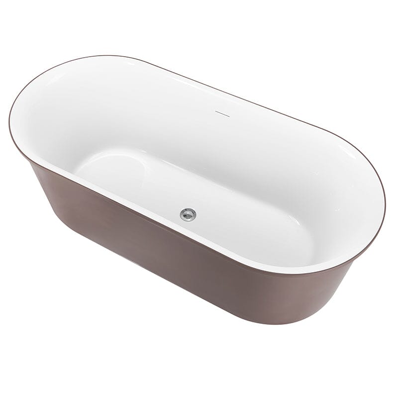 Oval Artificial Stone Freestanding Tub in Brown