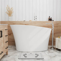 51" Single Slipper Freestanding Japanese Soaking Bathtub Solid Surface Stone Resin Tub with Built-in Seat