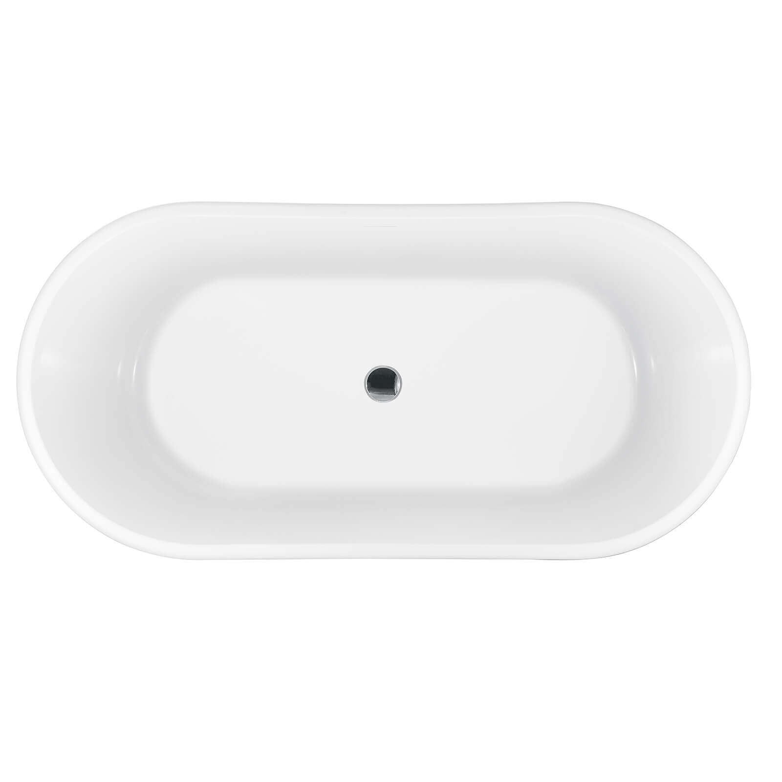 54 inch White Oval Acrylic Freestanding Tub Top View