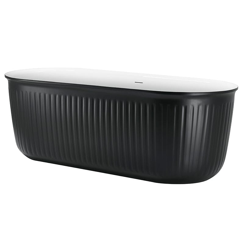 Mokleba 67&quot; Oval Acrylic Fluted Bathtub Double Ended Freestanding Soaking Tub