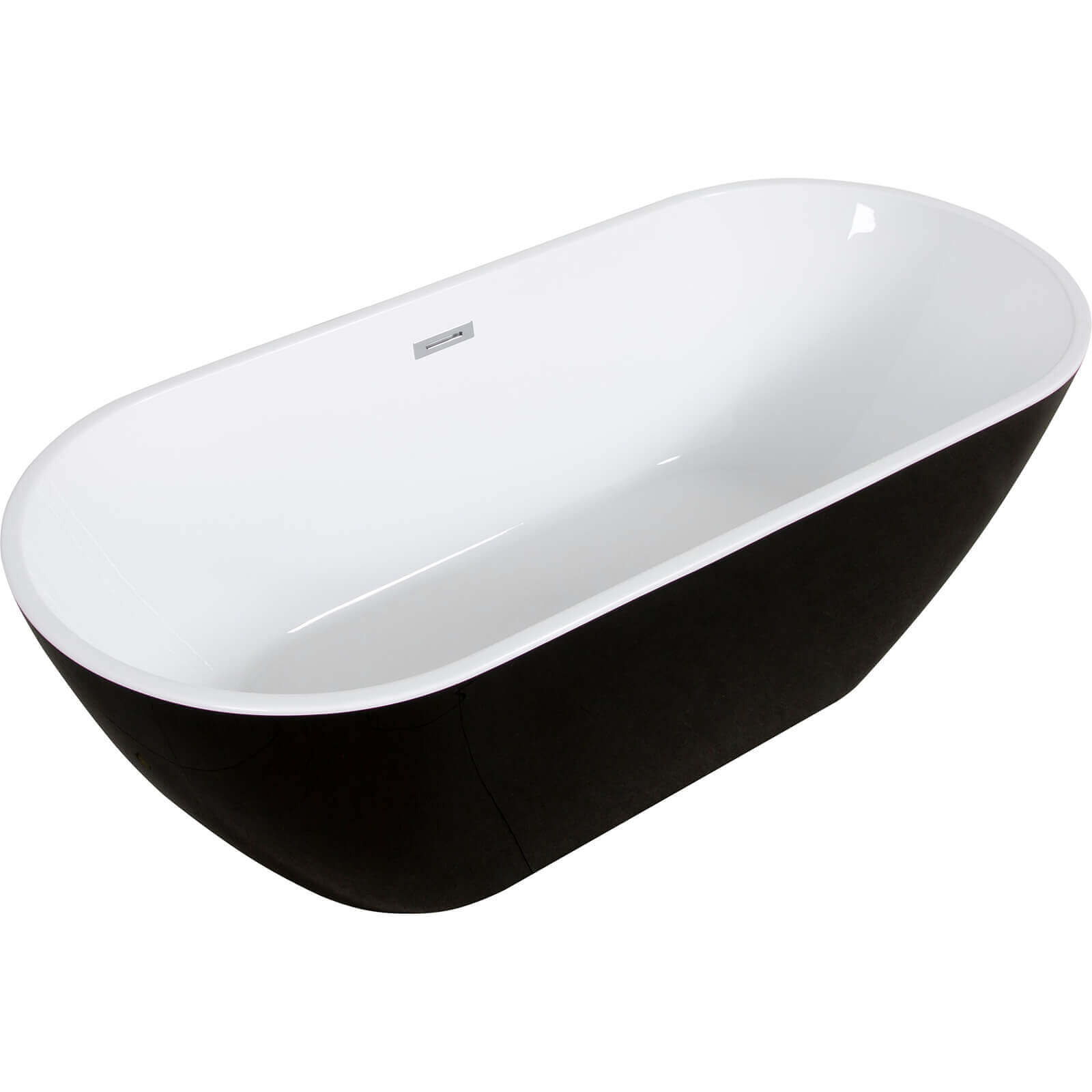 59 inch White _ Black Acrylic Soaking Freestanding Tub