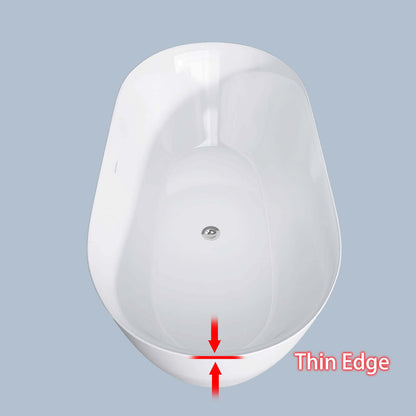 59 Inches Anti-Clog Classic Oval Acrylic Tub RimThickness