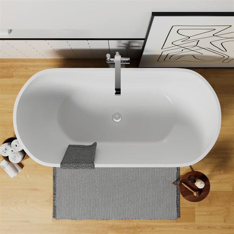 59&quot; Freestanding Soaking Tub Center Drain Top View