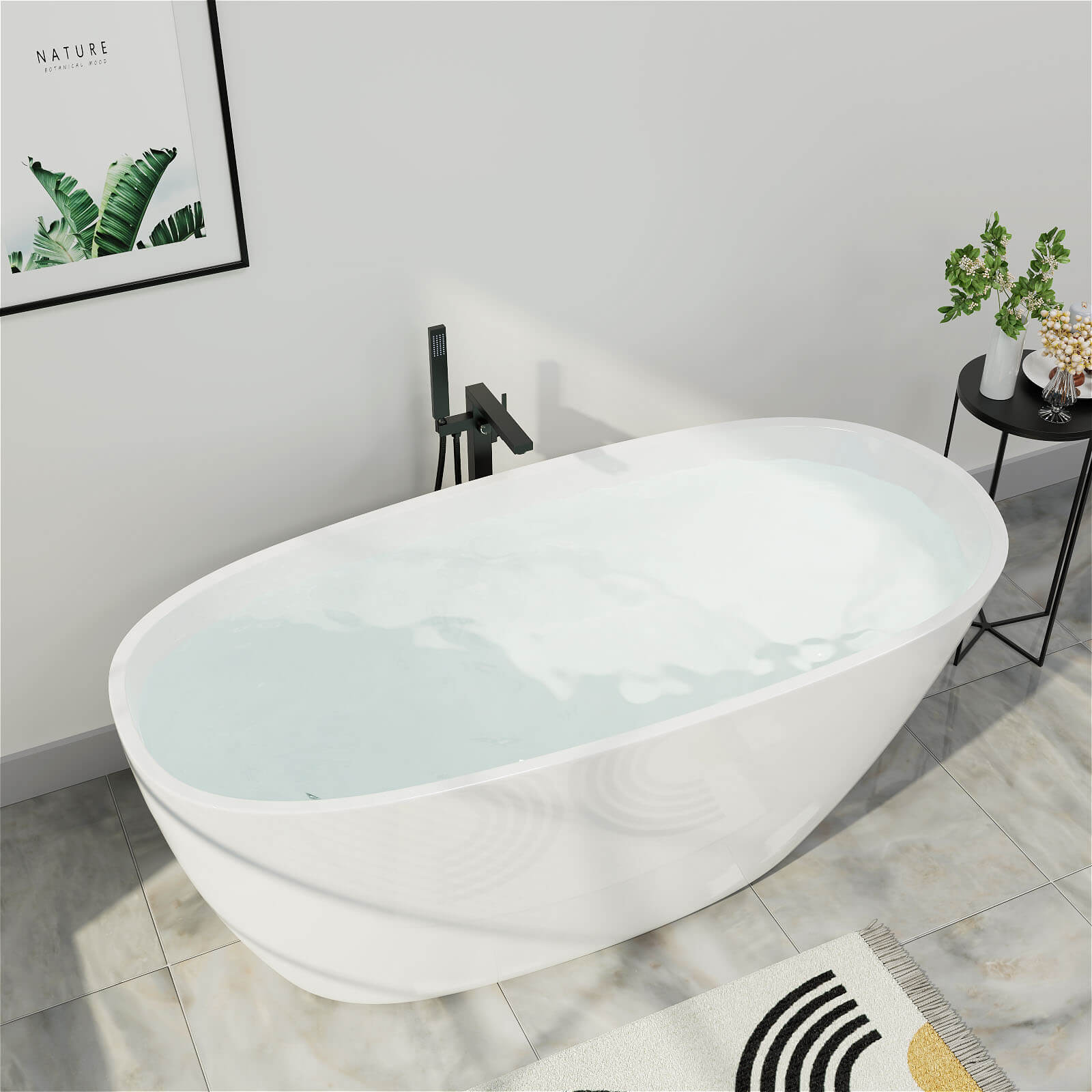 Mokleba 59&quot; Acrylic Egg Shape Free Standing Tub for Bathroom