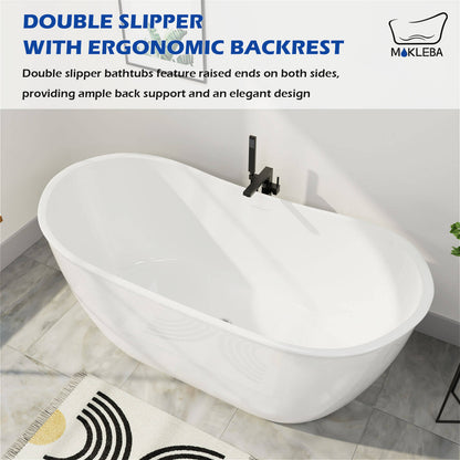 59 inch Double Slipper Acrylic Soaking Tub