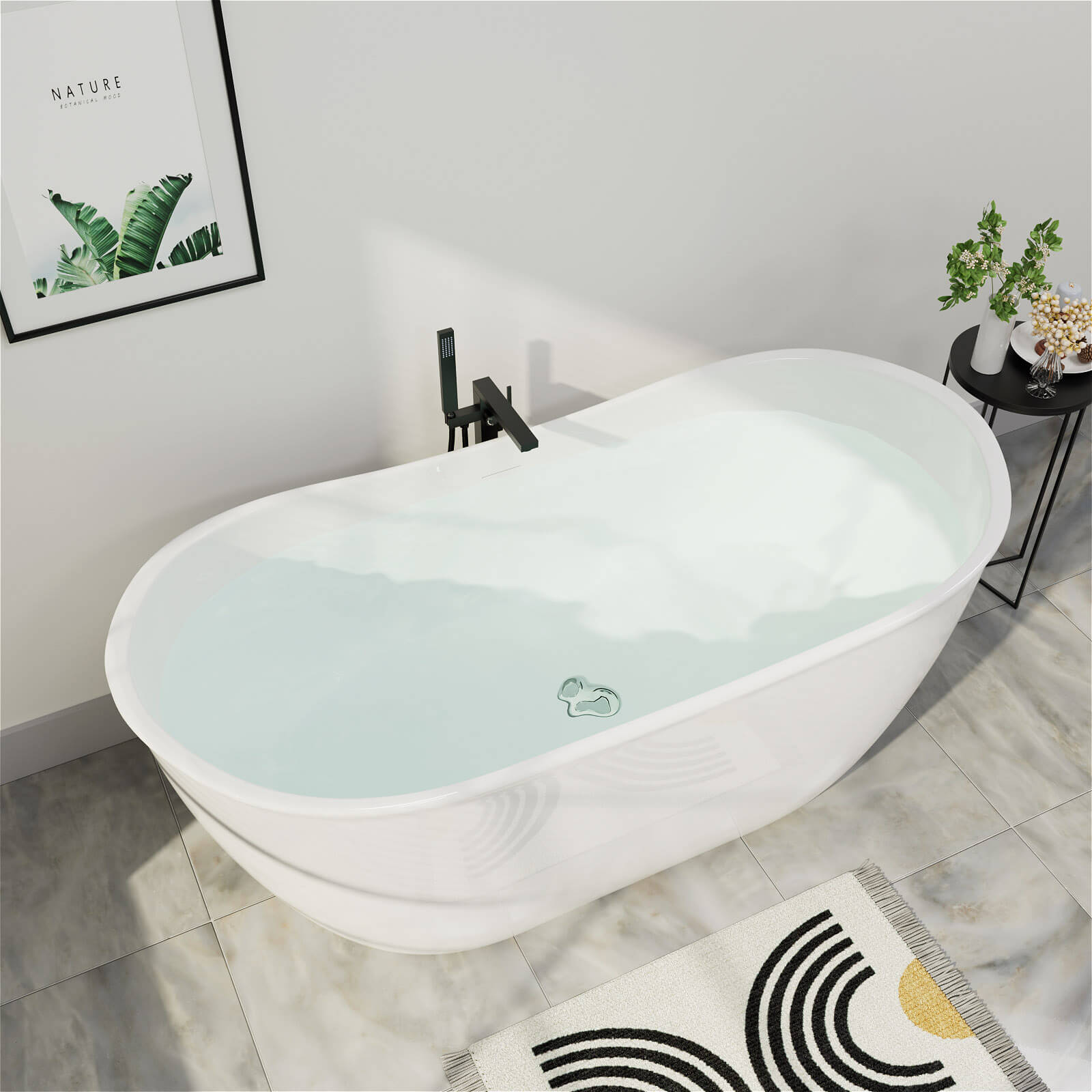 59 inch Double Slipper Acrylic Tub