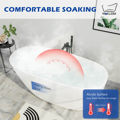 Mokleba 59&quot; Acrylic Egg Shape Free Standing Tub for Bathroom