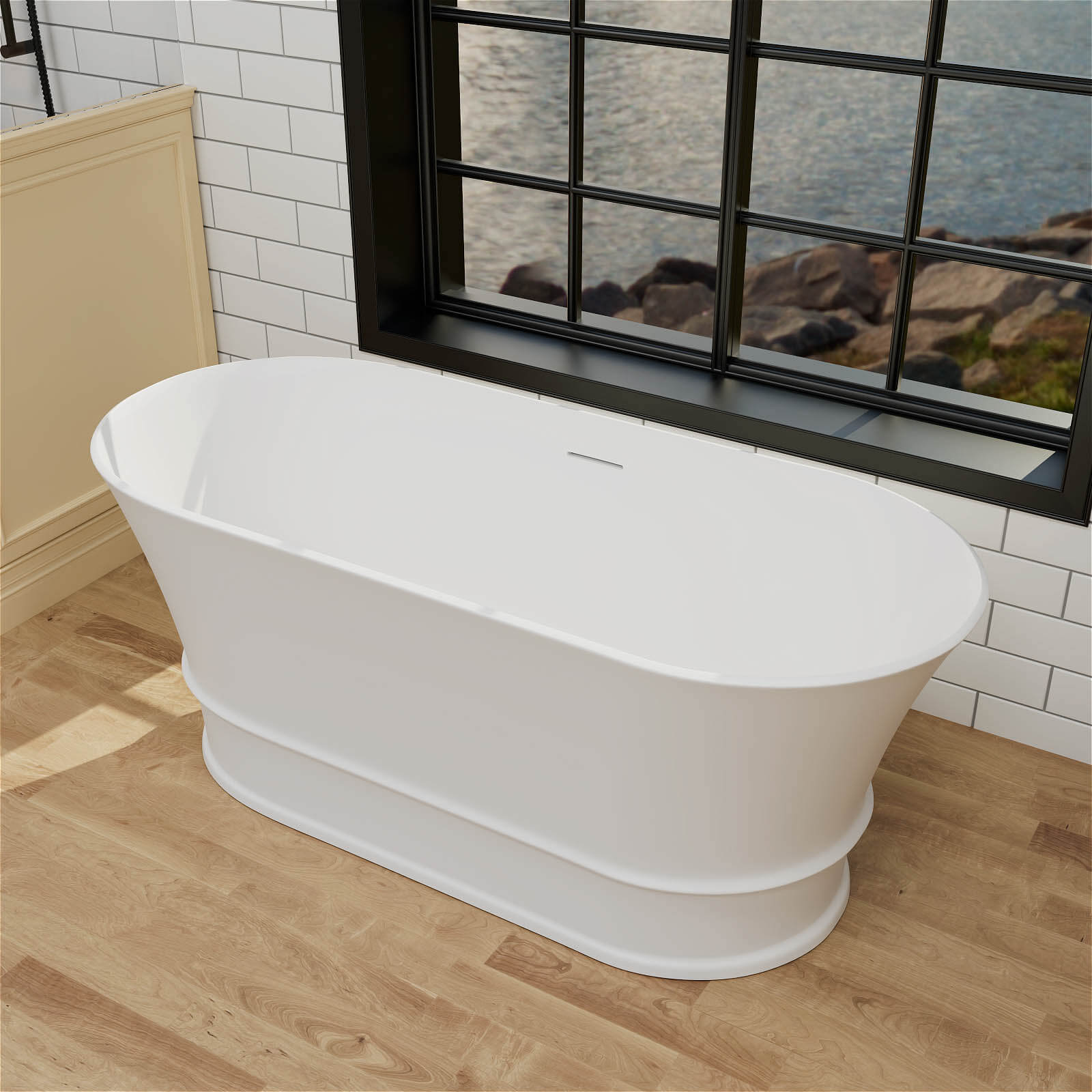 59 inch Vintage Stone Resin Freestanding Soaking Tub