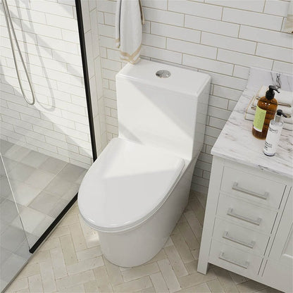 GIVINGTREE Siphonic Jet Dual Flush Elongated One Piece Toilet with Comfortable Seat Height