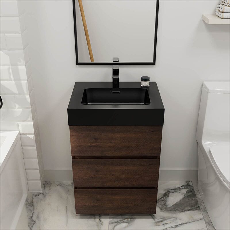 24 Inch Bathroom Vanity with Sink Floor Mounted One-Piece Sink Cabinet