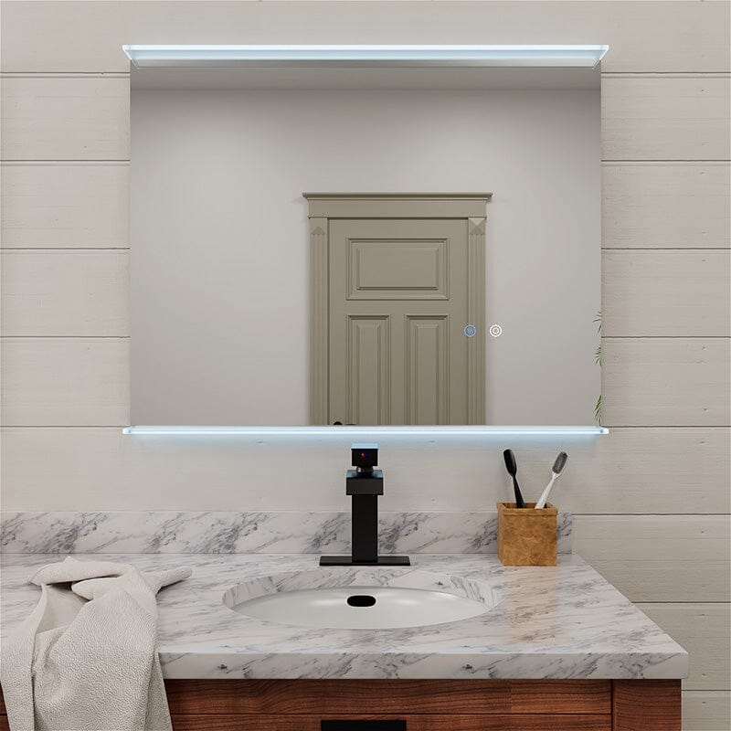 Rectangular Wall Mount LED Lighted Bathroom Vanity Mirror with Shelf