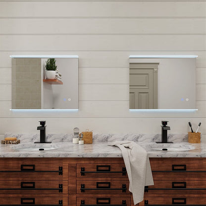 Rectangular Wall Mount LED Lighted Bathroom Vanity Mirror with Shelf