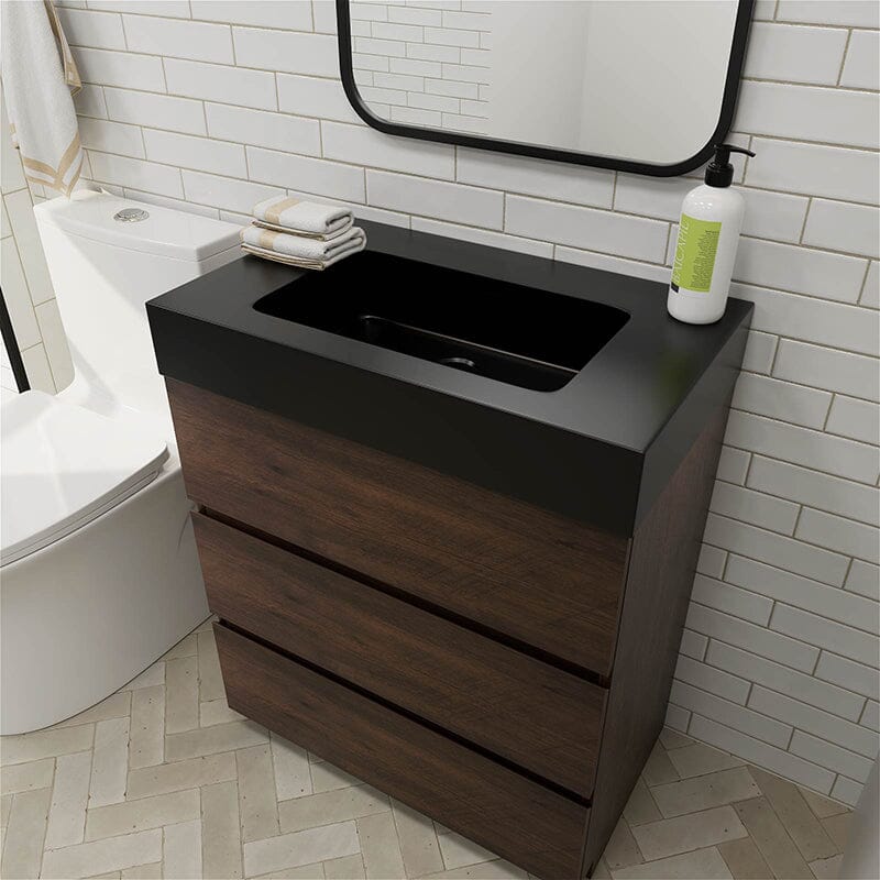 30 Inch Bathroom Vanity with Sink Floor Mounted One-Piece Sink Cabinet