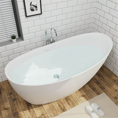 59&quot; Single Slipper Tub Solid Surface Stone Resin Freestanding Soaking Bathtub