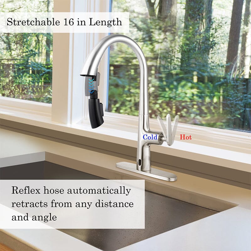 Giving Tree Kitchen Sensor High Arc Faucets Single Handle Pull Down