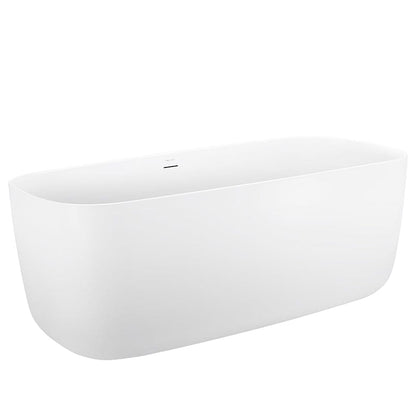 Mokleba 67&quot; Acrylic Rounded Rectangle Freestanding Soaking Bathtub Double Ended