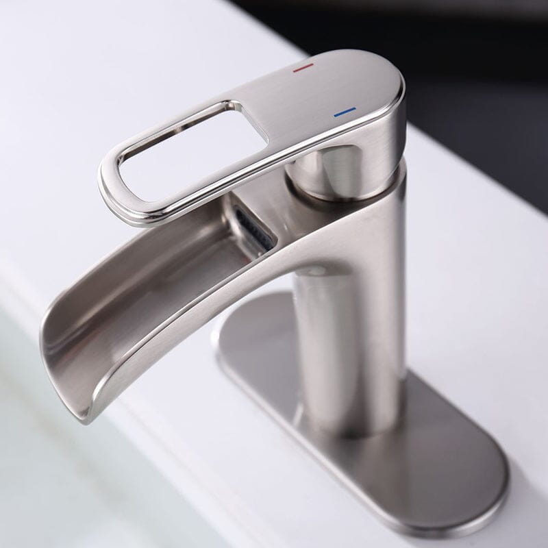 Waterfall Single Hole Single-Handle Bathroom Sink Faucet with Pop-up Drain Assembly