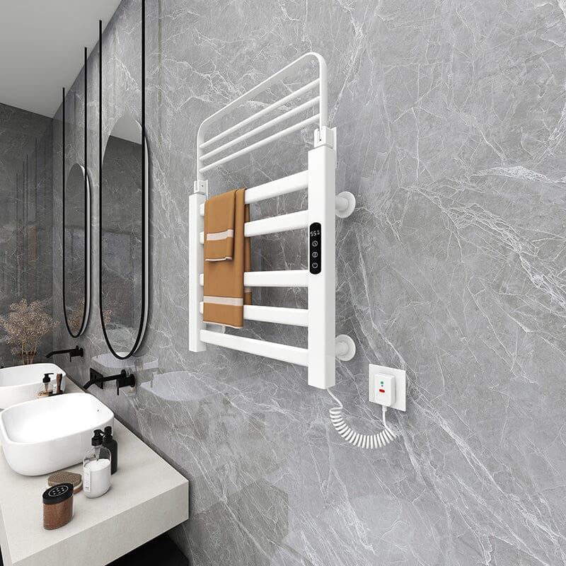 Bathroom Wall Mounted Smart Heated Towel Rack with Top Shelf