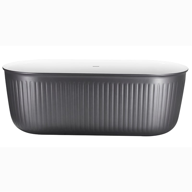 Mokleba 67&quot; Oval Acrylic Fluted Bathtub Double Ended Freestanding Soaking Tub