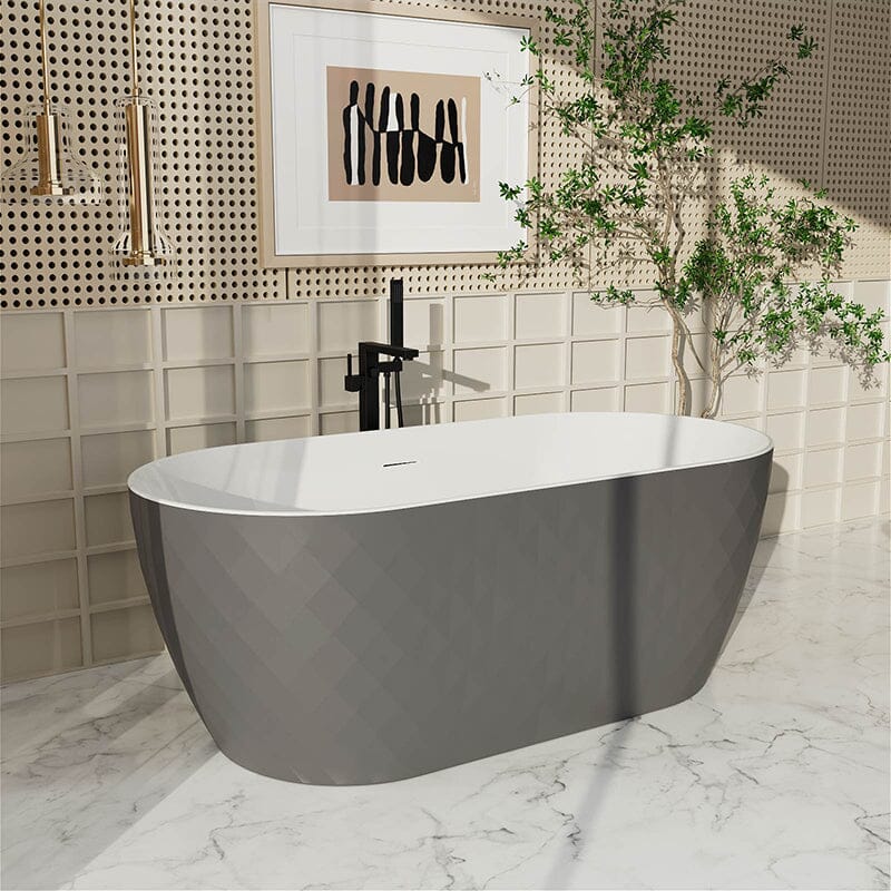 Mokleba 59&quot; Unique Design Oval Acrylic Bathtub Freestanding Soaking Tub