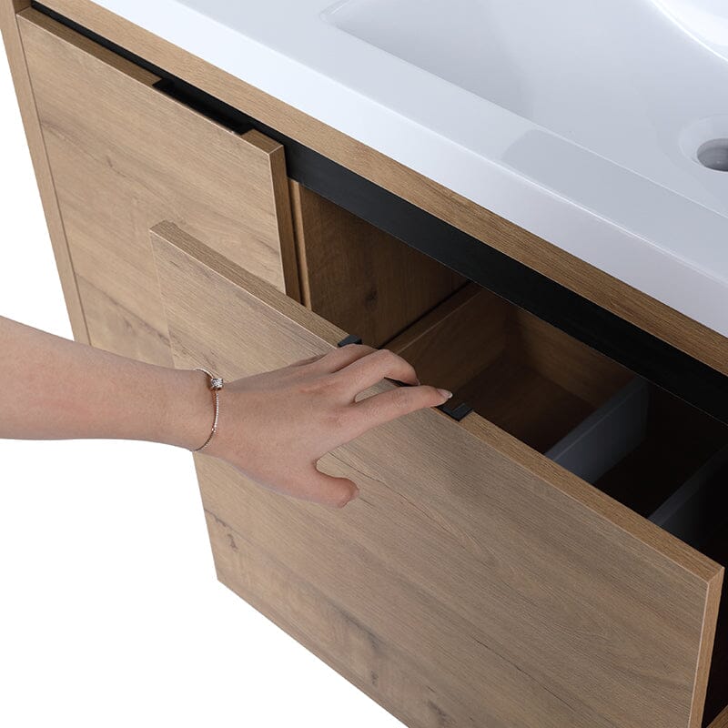 48-Inch Large Countertop Bathroom Vanity with Sink Floating Mount Soft-Close Drawers