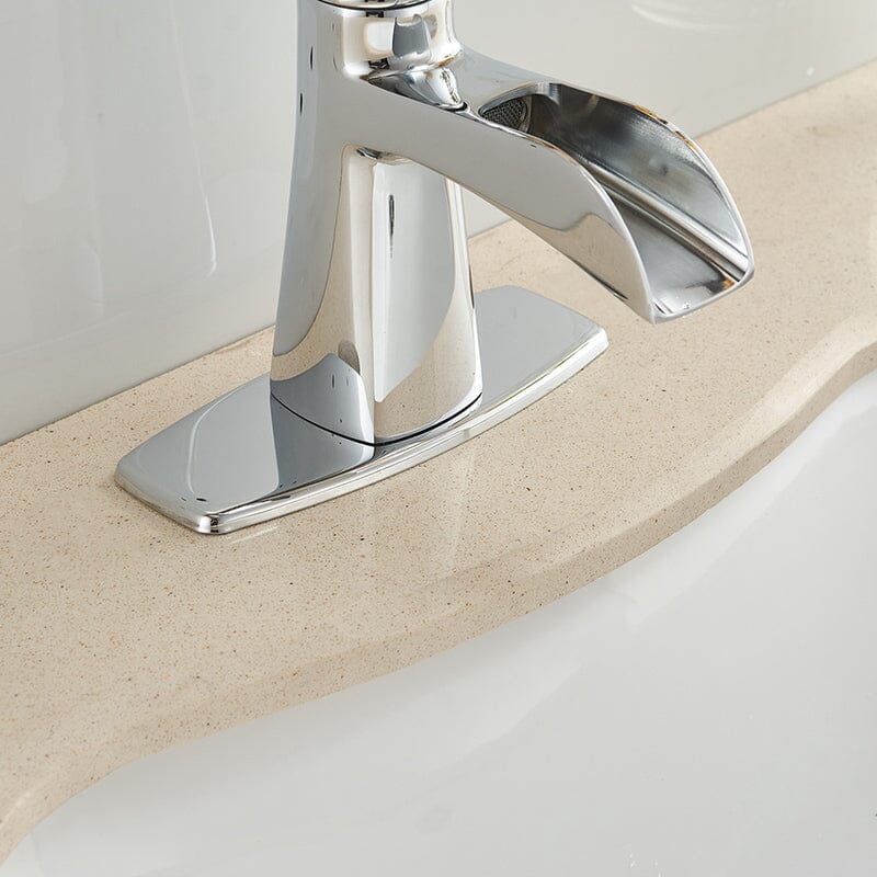 Waterfall Single Hole Single-Handle Low-Arc Bathroom Sink Faucet With Pop-up Drain Assembly