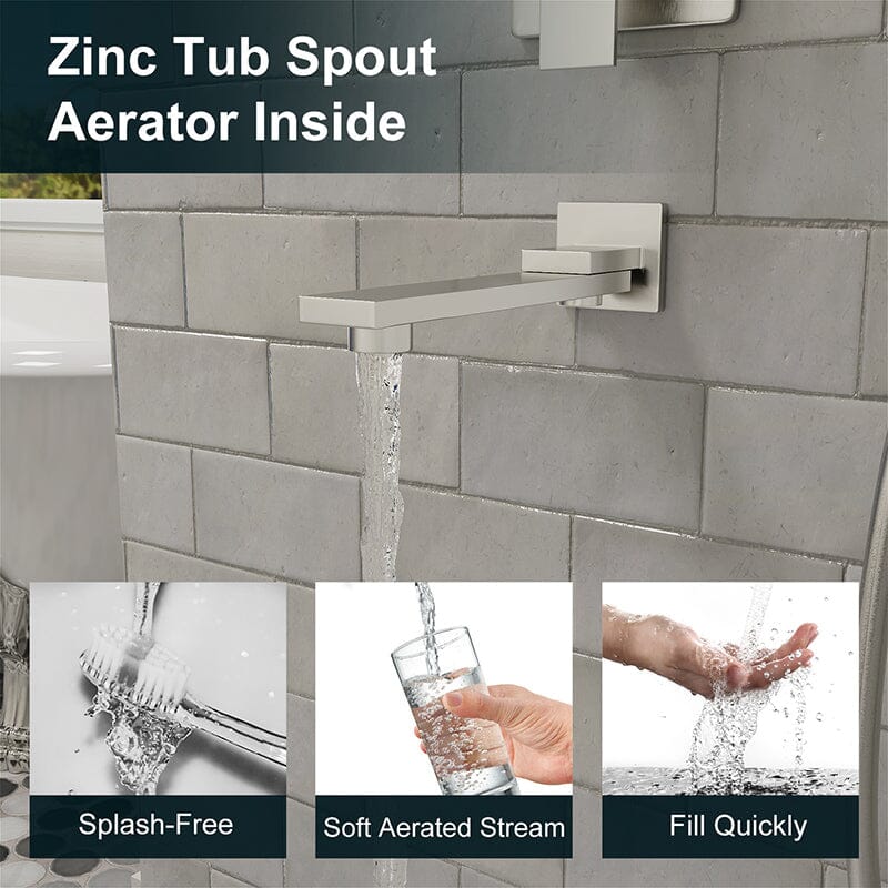 12&quot; Square Shower Set with Hand Shower &amp; Tub Spout Shower Combo Set