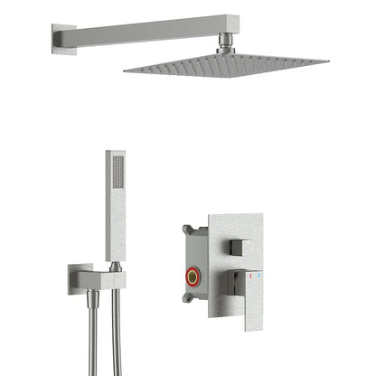 10&quot; Wall Mount Square Shower Systems with Head Shower &amp; Hand Shower Combo Set