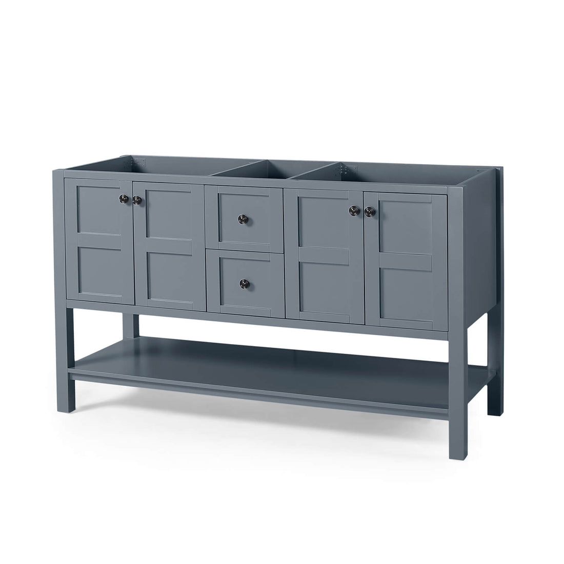 60 inch Blue Gray MDF Bathroom Vanity Cabinet No Countertop