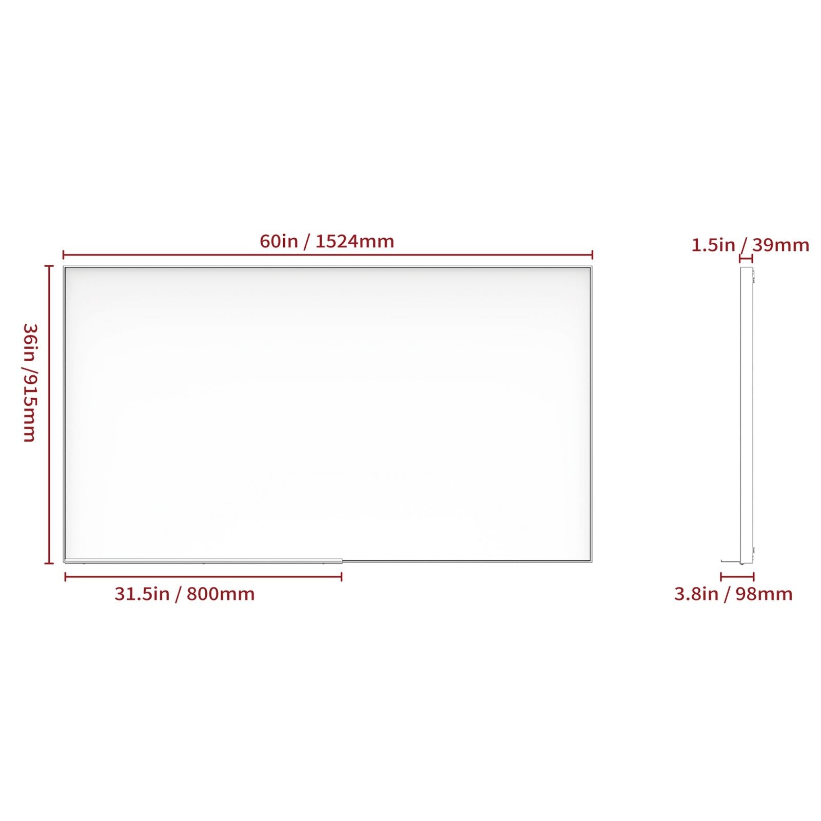 60x36 Inch Rversible Rectangle Bathroom Mirror with Silver Size